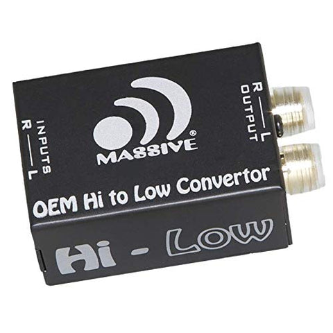 Massive Audio Hi-Low | Car Audio High Level Speaker Signal to Low Level RCA Converter, High to Low Level Signal