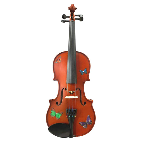 Rozanna's Butterfly Dream Violin Outfit 1/8 | Includes Bow, Rosin, Case & Strings - Natural Wood
