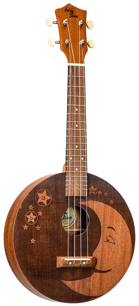 EDDY FINN MOON & STARS ROUND BODY UKE, CONCERT TUNING MAHOGA