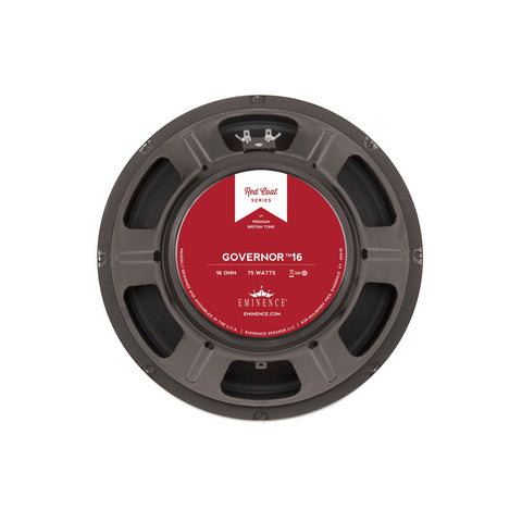 The Eminence Governor guitar speaker is the natural upgrade for the classic American amp. A versatile guitar speaker  great for southern rock or blues. Nice tight low-end  smooth midrange & top end sparkle. British cousin to Red White & Blues.
