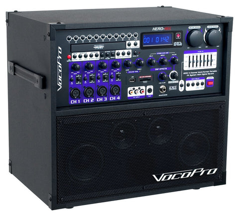 HERO-REC-BASIC 120W 4 Channel Multi-Format Portable P.A. System with Digital Recorder