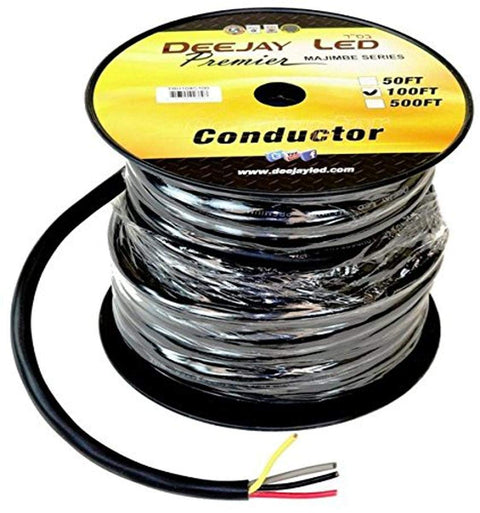 100-Foot 4-Conductor 10 Gauge Stranded Cable w/Single Black Jacket ideal for speakers and power