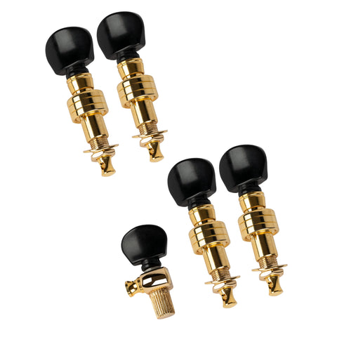 Ortega Guitars Professional 5-String Banjo Friction Tuning Pegs Gold w/Black ABS Buttons (OTMBJDC-GO)