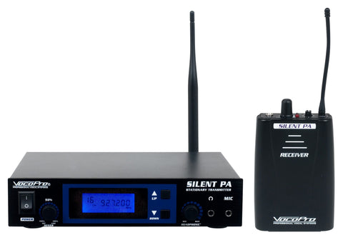 SilentPA-SOLO - 16CH UHF WIRELESS AUDIO BROADCAST SYSTEM (Stationary Transmitter with one bodypack receiver)