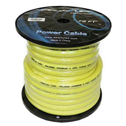 0 GAUGE 72 FT 70 Aluminum/30 Copper Power Cable Used for Vehicular Audio Amplifiers YELLOW