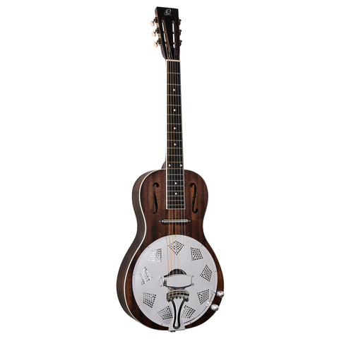 Ortega Guitars 6 String Americana Series Acoustic-Electric Resonator Guitar, Right, Distressed Black (RRG40CE-DBK)