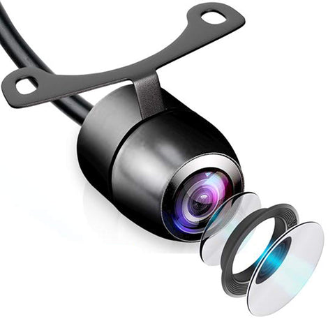 Pyle Universal Mount Front Rear Camera - 1.25” Marine Grade Waterproof Cam Built-in Distance Scale Lines Backup Parking/Reverse Assist w/ Night Vision LED 420 TVL Resolution & RCA Output PLCM39FRV