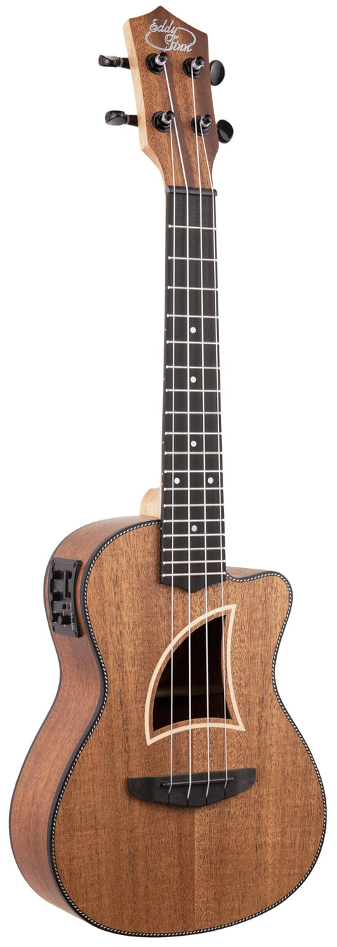 Eddy Finn Traditional Concert Ukulele with EQ And Gig Bag, Mahogany