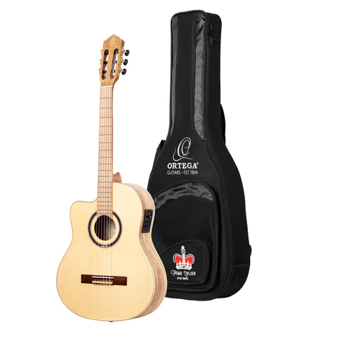 Ortega Guitars 6 String Private Room Spalted Maple Suite Solid Top Slim Neck Nylon Classical Guitar w/Bag, Right (RSM-REISSUE)