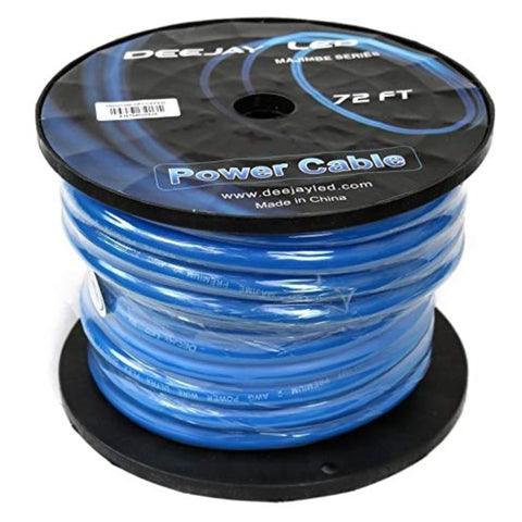 2 GAUGE 72 FT 100 Copper Power Cable Used for Vehicular Audio Amplifiers BLUE