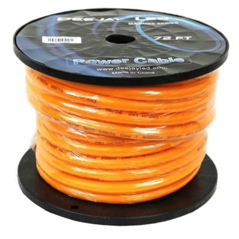 2 GAUGE 72 FT 100 Copper Power Cable Used for Vehicular Audio Amplifiers ORANGE