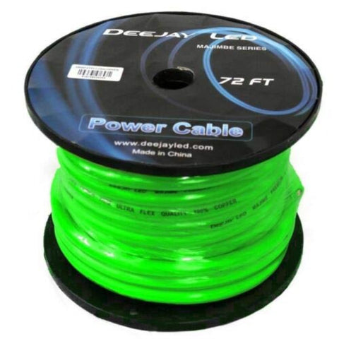 2 GAUGE 72 FT 100 Copper Power Cable Used for Vehicular Audio Amplifiers GREEN
