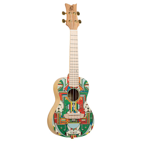Ortega Guitars, 4-String Earth Series Concert Ukulele, Right, Trasparent Sunburst, Acoustic (RUDAWN)
