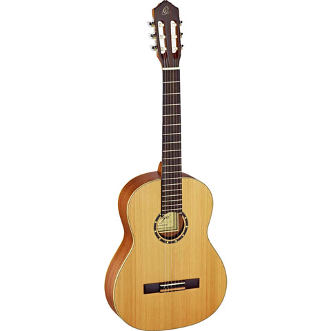 Ortega Guitars 6 String Family Series Pro Solid Top Slim Neck Nylon Classical Guitar w/Bag, Right (R131SN)