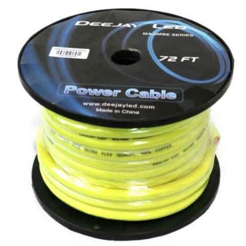 2 GAUGE 72 FT 100 Copper Power Cable Used for Vehicular Audio Amplifiers YELLOW