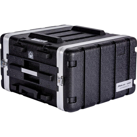 DEEJAY LED TBH6UABSWHEELS Fly Drive Case-6u Space ABS Molded for Tough Durable Interior & Exterior Case For 19-IN Amplifier for Equalizer DJ Effects w/PullOut Handle Wheel Removable Front Rear Cover