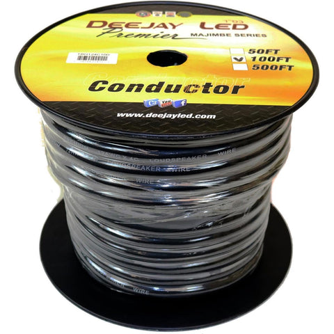100 feet of four conductor 12 Gauge cable in black flexible casing.