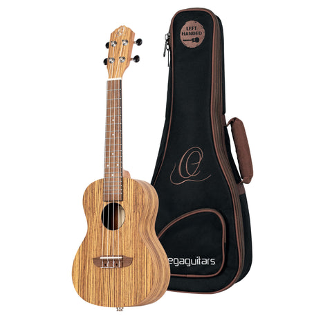 Ortega Guitars, 4-String Timber Series Left-Handed Concert Acoustic-Electric Ukulele w/Bag, (RFU11ZE-L)
