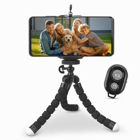 IDANCE Phone Tripod with BT Wireless Remote, 62" Flexible Tripod and Selfie Stick, Portable Tripod Universal Phone Holder Stand, Compatible with iPhone Android Phone