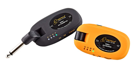 Ortega Guitars, 4 Channel/2.4 GHz-Complete Digital Wireless System for Acoustic & Electric Instruments-Transmitter & Receiver, Black (ODWS-1BK)