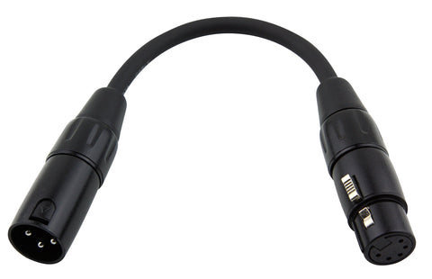 Pig Hog PX-DMX5M 5-Pin DXMM to 3-Pin XLRF Adapter Cable, 6"