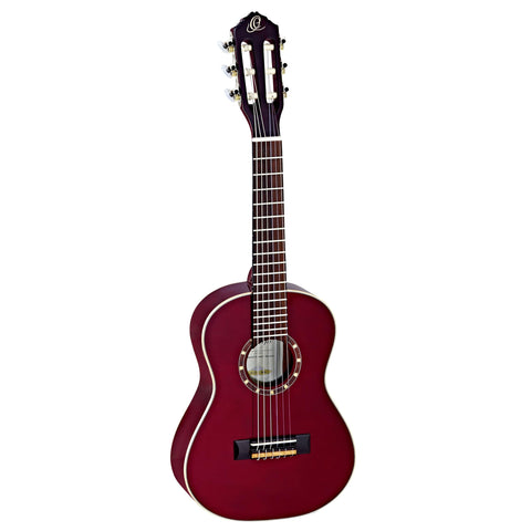 Ortega Guitars R121-1/2WR Family Series 1/2 Body Size Nylon 6-String Guitar with Spruce Top, Mahogany Body, Wine Red Gloss