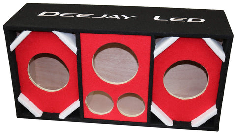 Two 6-in Woofers plus Two Tweeters and One Horn RED Empty Chuchera Speaker Enclosure