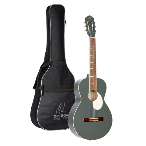 Ortega Guitars 6 Gaucho Series Nylon String Parlor Guitar w/Bag, Right, Sky Blue (RGA
