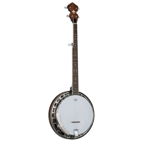 Ortega Guitars Americana Series 5-String Flamed Mahogany Resonator Banjo, Right, Whiskey Burst (OBJ300-WB)