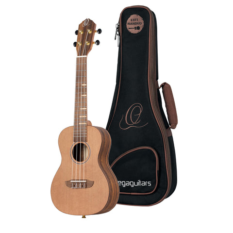 Ortega Guitars, 4-String Timber Series Concert Ukulele w/Bag, Solid Cedar Top/Left Hand, ????? (RUTI-CC-L)