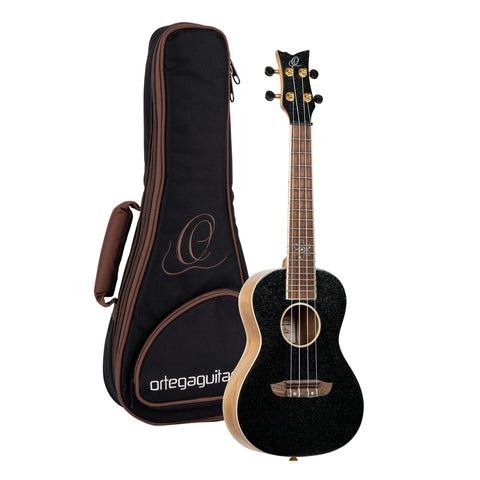 Ortega Guitars, 4-String Element Series Concert Ukulele w/Bag, Right-handed, Metallic Black, (RUEL-MGR)