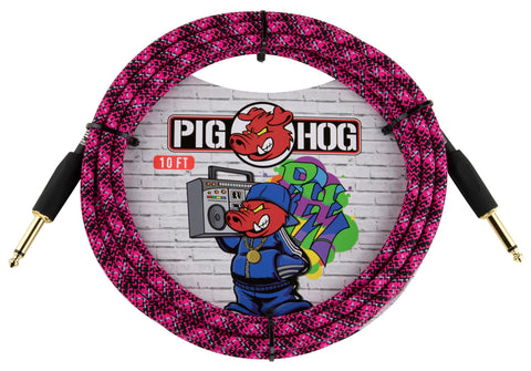 Pig Hog PCH10GYW Instrument Cable, Yellow Graffiti