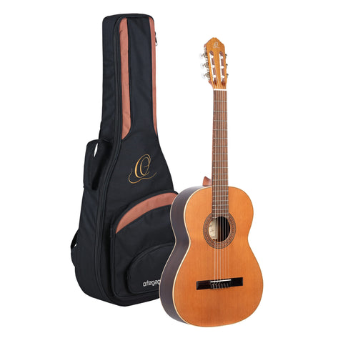Ortega Guitars 6 String Traditional Series - Made in Spain Solid Top Classical Guitar w/Bag, Right (R200)