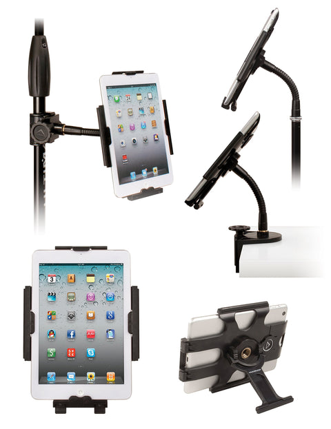 5-in-1 Professional iPad mini Stand w/Included Mic Stand Pole Clamp  Table Clamp  & Gooseneck Extension