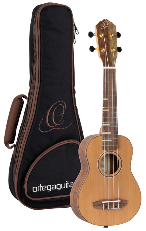 ORTEGA Timber Series Soprano Ukulele - Solid Cedar Top / Walnut Back & Sides / Maple Fingerboard Inserts - Natural