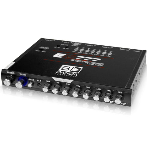 Banda EQ777 7-Band Car Audio Graphic Equalizer - Half Din with Front 3.5mm Auxiliary Input, Rear RCA Auxiliary Input and High Level Speaker Inputs, 6 Channel 8-Volt RCA Line-Level Output