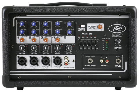 All-in-one powered mixer providing up to four combination XLR & 1/4-in inputs using premium mic preamps & 200 watts of peak power
