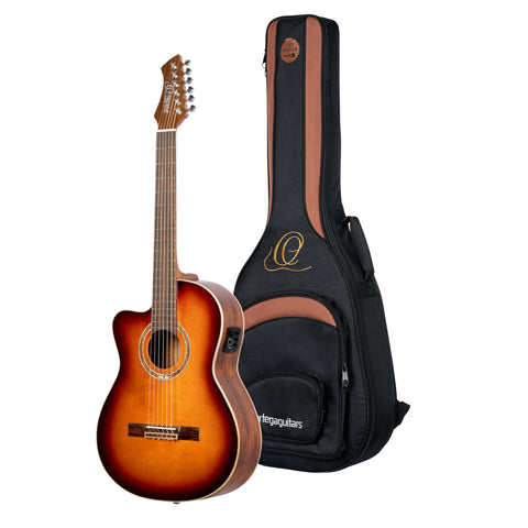Ortega Guitars 6 String Performer Series Solid Top Nylon Classical Guitar w/Bag, Right, Full (R158)