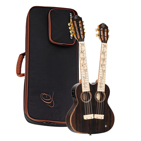 Custom Built Series Double Neck Tenor Acoustic-Electric Ukulele & Uke-Bass w/Bag