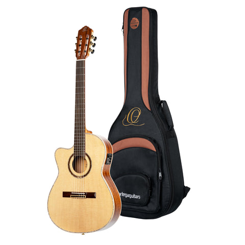 Performer Series Solid Top Thinline Crossover Acoustic-Electric Nylon Classical Guitar w/Bag