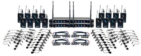 16 Channel UHF Wireless Headset & Lapel Mic System with Mic-On-Chip Technology