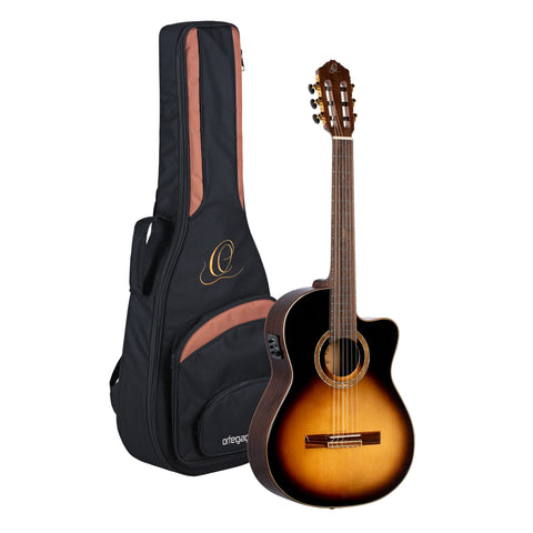 Ortega Guitars 6 String Performer Series Solid Top Nylon Classical Guitar w/Bag, Right, Full (R159)