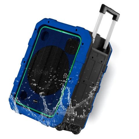 Gemini Portable Bluetooth Speaker with Wheels - 240W Party Speaker, IPX4 Water Resistant, LED Light Show, Dual Mic Inputs, Rechargeable Battery, Trolley Handle for Outdoor Events (MPA-2400) - Blue