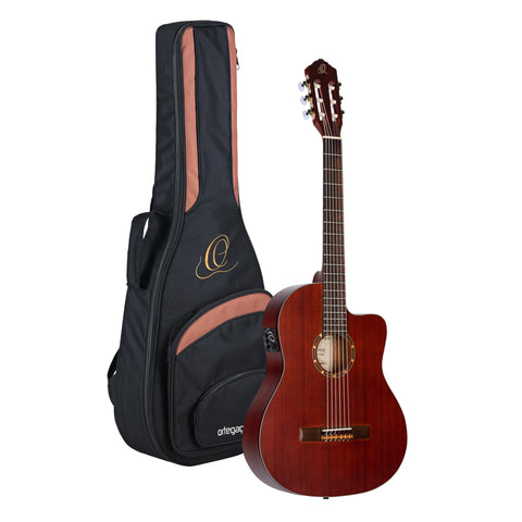 RCE125SN-SBK Family Series Thinline Acoustic Electric Nylon Classical 6-String Guitar w/Free Bag