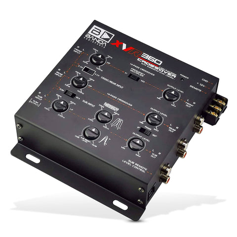 Banda 3-Way Electronic Car Crossover - Two or Three-Way System Set-Ups with Rear Fader Control, Subwoofer Equalizer, 2/4/6 Channel Inputs, 5V RCA Outputs