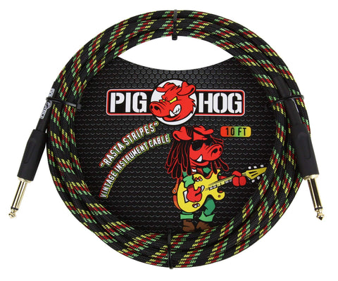 Pig Hog PCH10SGR 1/4" to 1/4" Right-Angle Seafoam Green Guitar Instrument Cable, 10 Feet