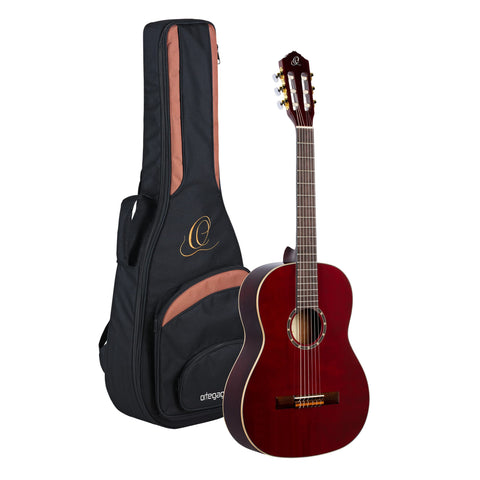 Ortega Guitars 6 String Family Series Pro Solid Top Acoustic-Electric Nylon Classical Guitar w/Bag, Right, Full (RCE141NT)