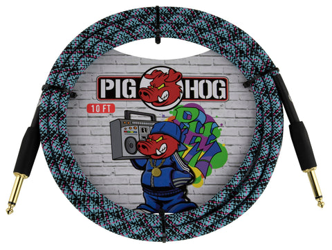 Pig Hog PCH10GBL Instrument Cable, Blue Graffiti