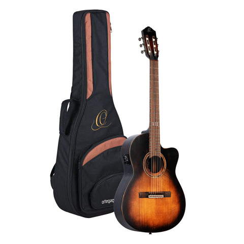 Ortega Guitars 6 String Private Room Eclipse Suite Solid Top Slim Neck Acoustic-Electric Nylon Classical Guitar w/Bag, Right (ECLIPSESU.C/E)