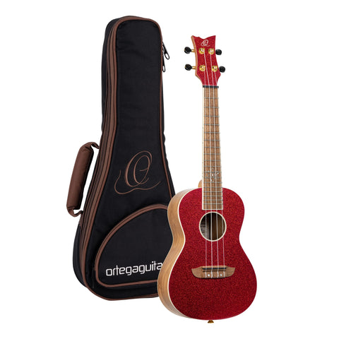Ortega Guitars, 4-String Element Series Concert Ukulele w/Bag, Right-handed, Metallic Red, (RUEL-MRD)